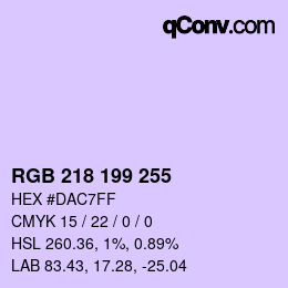 Color code: RGB 218 199 255 | qconv.com