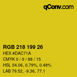 カラーコード: RGB 218 199 26 | qconv.com
