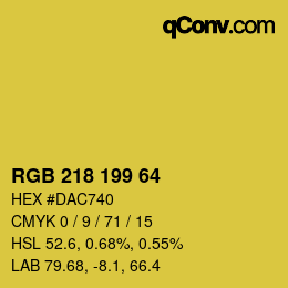 カラーコード: RGB 218 199 64 | qconv.com