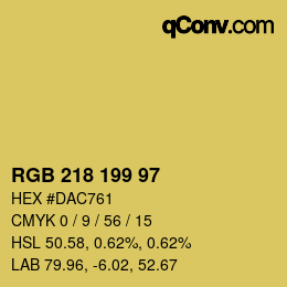 Color code: RGB 218 199 97 | qconv.com
