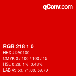 Color code: RGB 218 1 0 | qconv.com