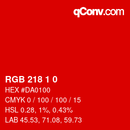 カラーコード: RGB 218 1 0 | qconv.com