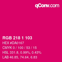 カラーコード: RGB 218 1 103 | qconv.com