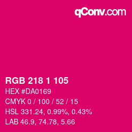 カラーコード: RGB 218 1 105 | qconv.com