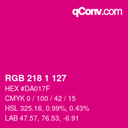 カラーコード: RGB 218 1 127 | qconv.com