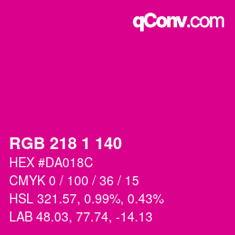 颜色代码: RGB 218 1 140 | qconv.com