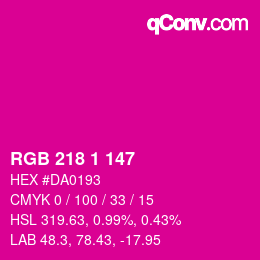 カラーコード: RGB 218 1 147 | qconv.com