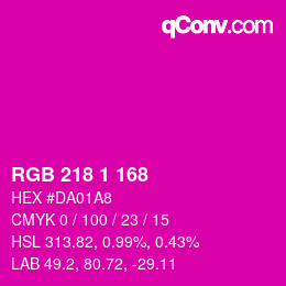 カラーコード: RGB 218 1 168 | qconv.com