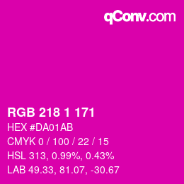 Color code: RGB 218 1 171 | qconv.com