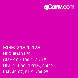 Color code: RGB 218 1 178 | qconv.com