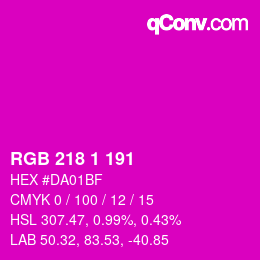 颜色代码: RGB 218 1 191 | qconv.com