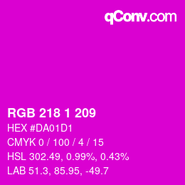 Color code: RGB 218 1 209 | qconv.com