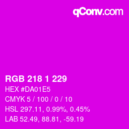 颜色代码: RGB 218 1 229 | qconv.com
