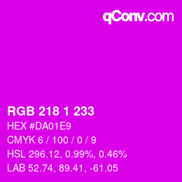 颜色代码: RGB 218 1 233 | qconv.com