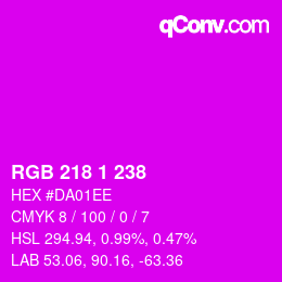 Color code: RGB 218 1 238 | qconv.com