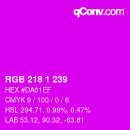 颜色代码: RGB 218 1 239 | qconv.com