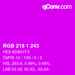 Color code: RGB 218 1 243 | qconv.com