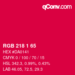 Color code: RGB 218 1 65 | qconv.com