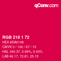 颜色代码: RGB 218 1 72 | qconv.com