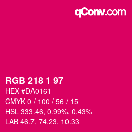 Color code: RGB 218 1 97 | qconv.com