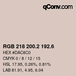 カラーコード: RGB 218 200.2 192.6 | qconv.com