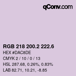 カラーコード: RGB 218 200.2 222.6 | qconv.com