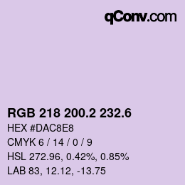 カラーコード: RGB 218 200.2 232.6 | qconv.com