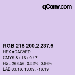 カラーコード: RGB 218 200.2 237.6 | qconv.com
