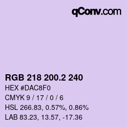 カラーコード: RGB 218 200.2 240 | qconv.com