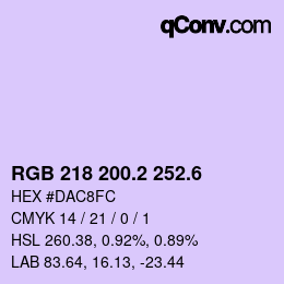 カラーコード: RGB 218 200.2 252.6 | qconv.com