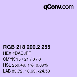 カラーコード: RGB 218 200.2 255 | qconv.com