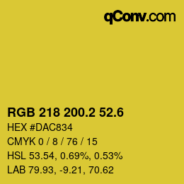 カラーコード: RGB 218 200.2 52.6 | qconv.com