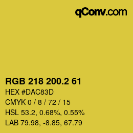カラーコード: RGB 218 200.2 61 | qconv.com