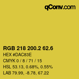 カラーコード: RGB 218 200.2 62.6 | qconv.com