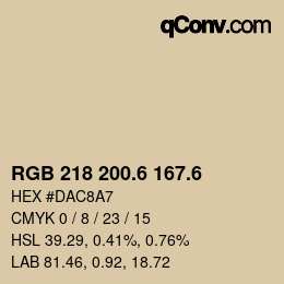 カラーコード: RGB 218 200.6 167.6 | qconv.com