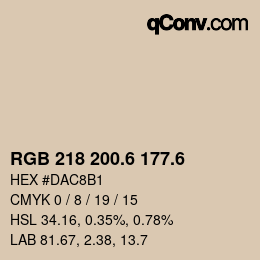 カラーコード: RGB 218 200.6 177.6 | qconv.com