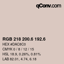 カラーコード: RGB 218 200.6 192.6 | qconv.com