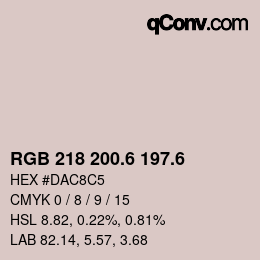 カラーコード: RGB 218 200.6 197.6 | qconv.com