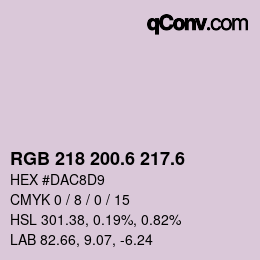 カラーコード: RGB 218 200.6 217.6 | qconv.com