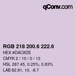 カラーコード: RGB 218 200.6 222.6 | qconv.com