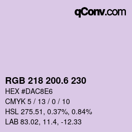カラーコード: RGB 218 200.6 230 | qconv.com