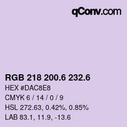カラーコード: RGB 218 200.6 232.6 | qconv.com