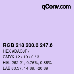 カラーコード: RGB 218 200.6 247.6 | qconv.com