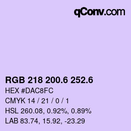 カラーコード: RGB 218 200.6 252.6 | qconv.com