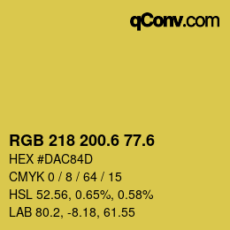 カラーコード: RGB 218 200.6 77.6 | qconv.com