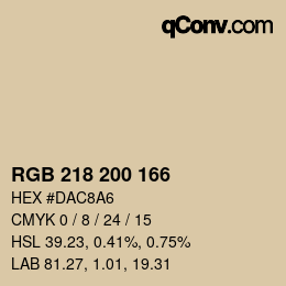 颜色代码: RGB 218 200 166 | qconv.com