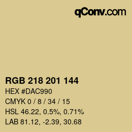 カラーコード: RGB 218 201 144 | qconv.com