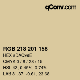 カラーコード: RGB 218 201 158 | qconv.com