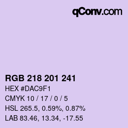 Color code: RGB 218 201 241 | qconv.com