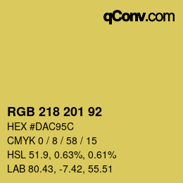 Code couleur: RGB 218 201 92 | qconv.com